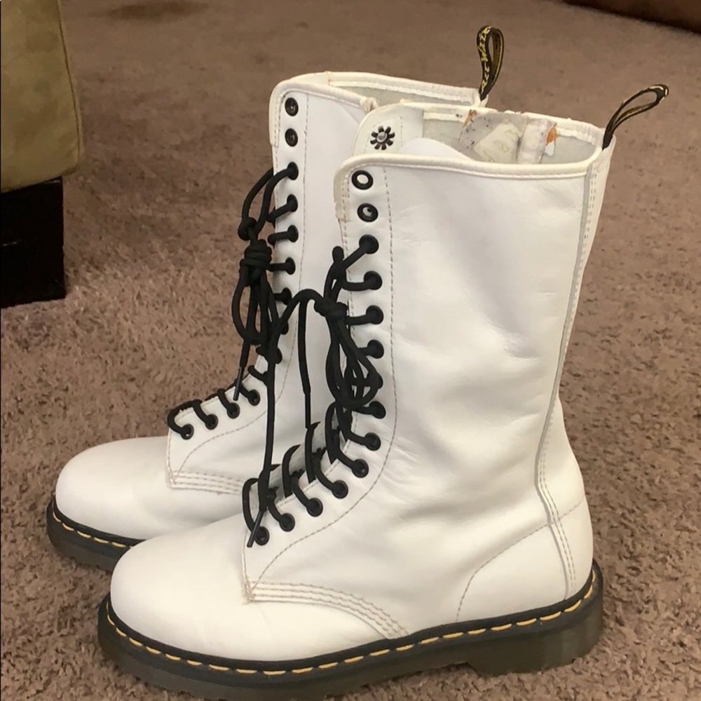 Dr. Martens mid calf white boots